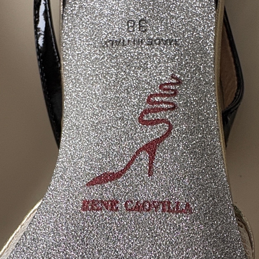 RENE CAOVILLA Embellished Slingback Heels/Gold Lace Stones size 38/8 Ret: $1195 - Picture 4 of 15